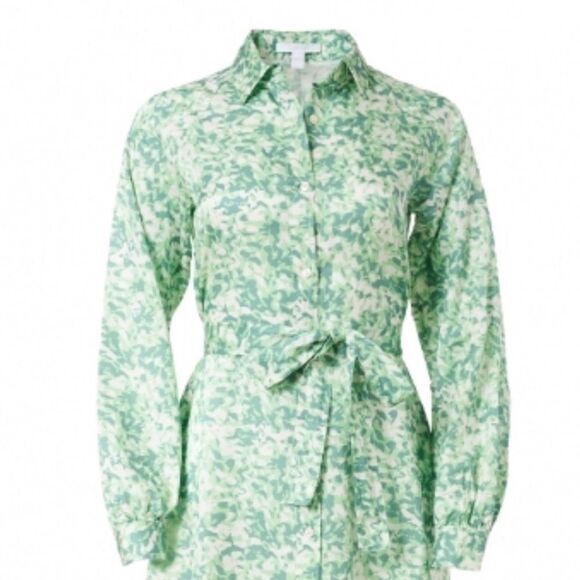 SHIRT DRESS IN COTTON AND SILK WITH FLORAL PRINT - Picture 13 of 14